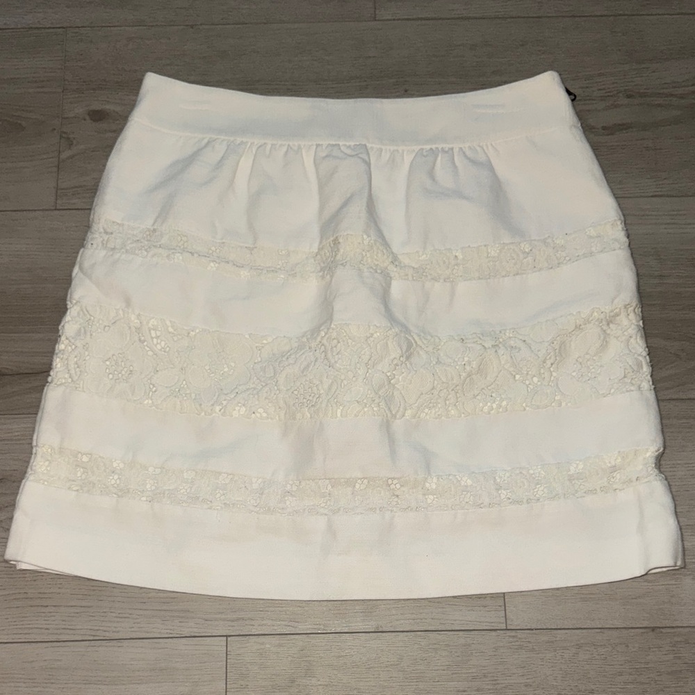 LOFT White Floral Eyelet Lace Mini Skirt - Scalloped Hem